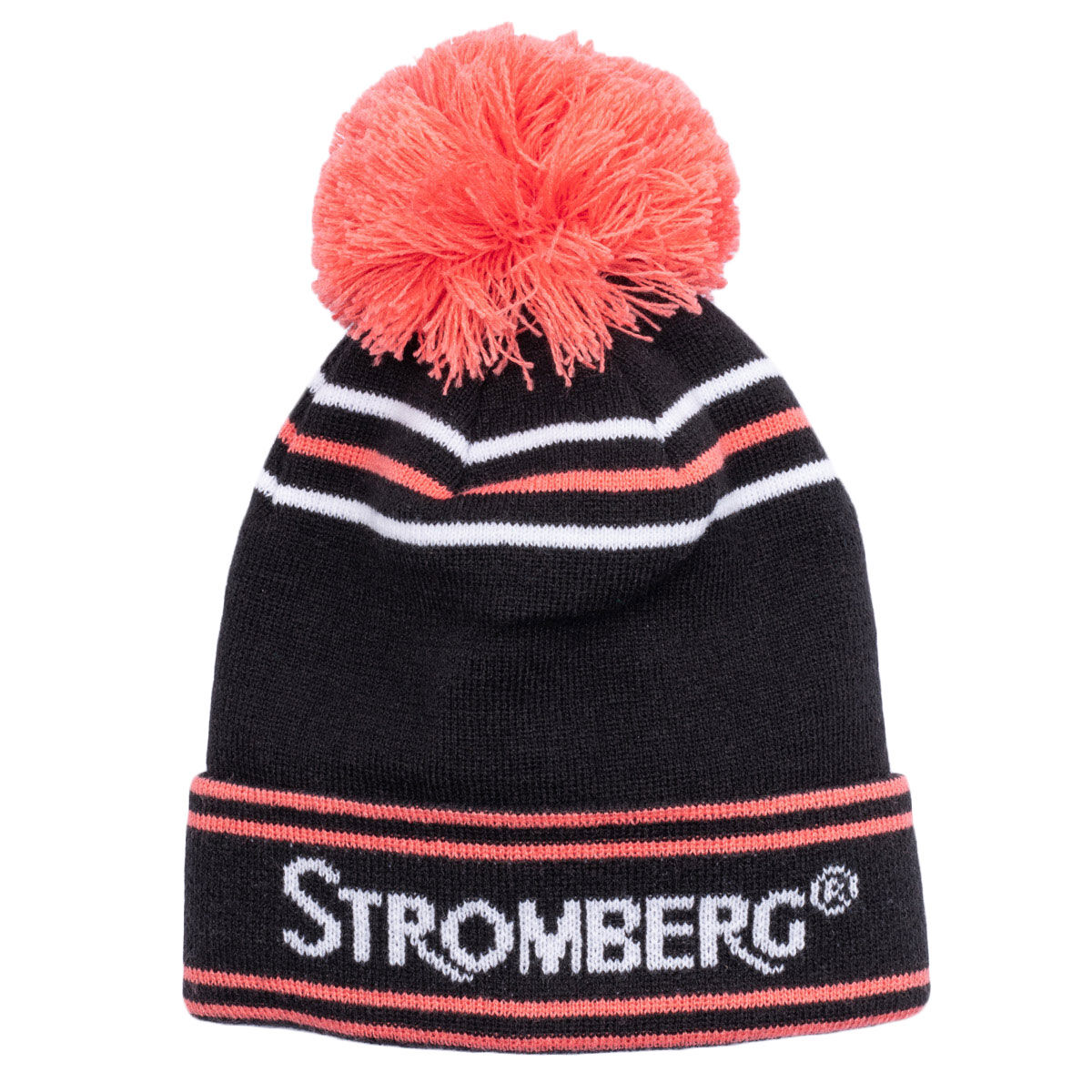 Stromberg Womens Black And Pink Knitted Pom Golf Beanie Hat, Size: One Size | American Golf von Stromberg
