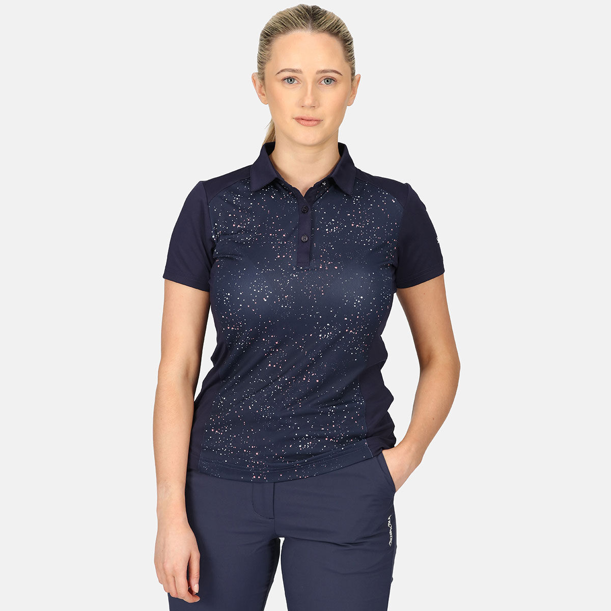 Stromberg Womens Splatter Print Golf Polo Shirt, Female, Navy, 10 | American Golf von Stromberg