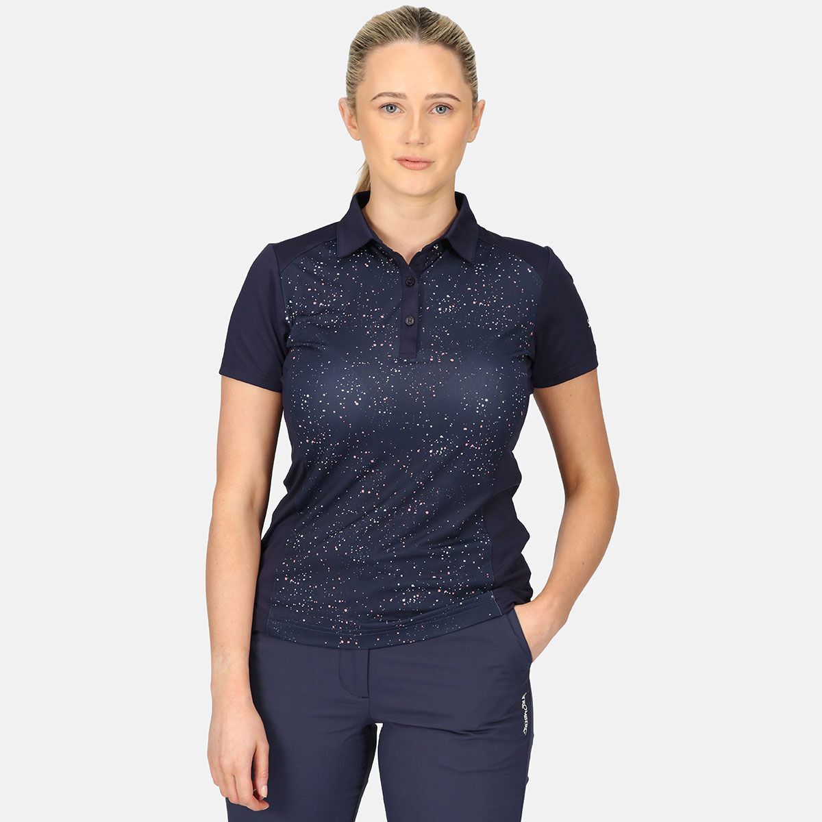 Stromberg Womens Splatter Print Golf Polo Shirt, Female, Navy, 20 | American Golf von Stromberg