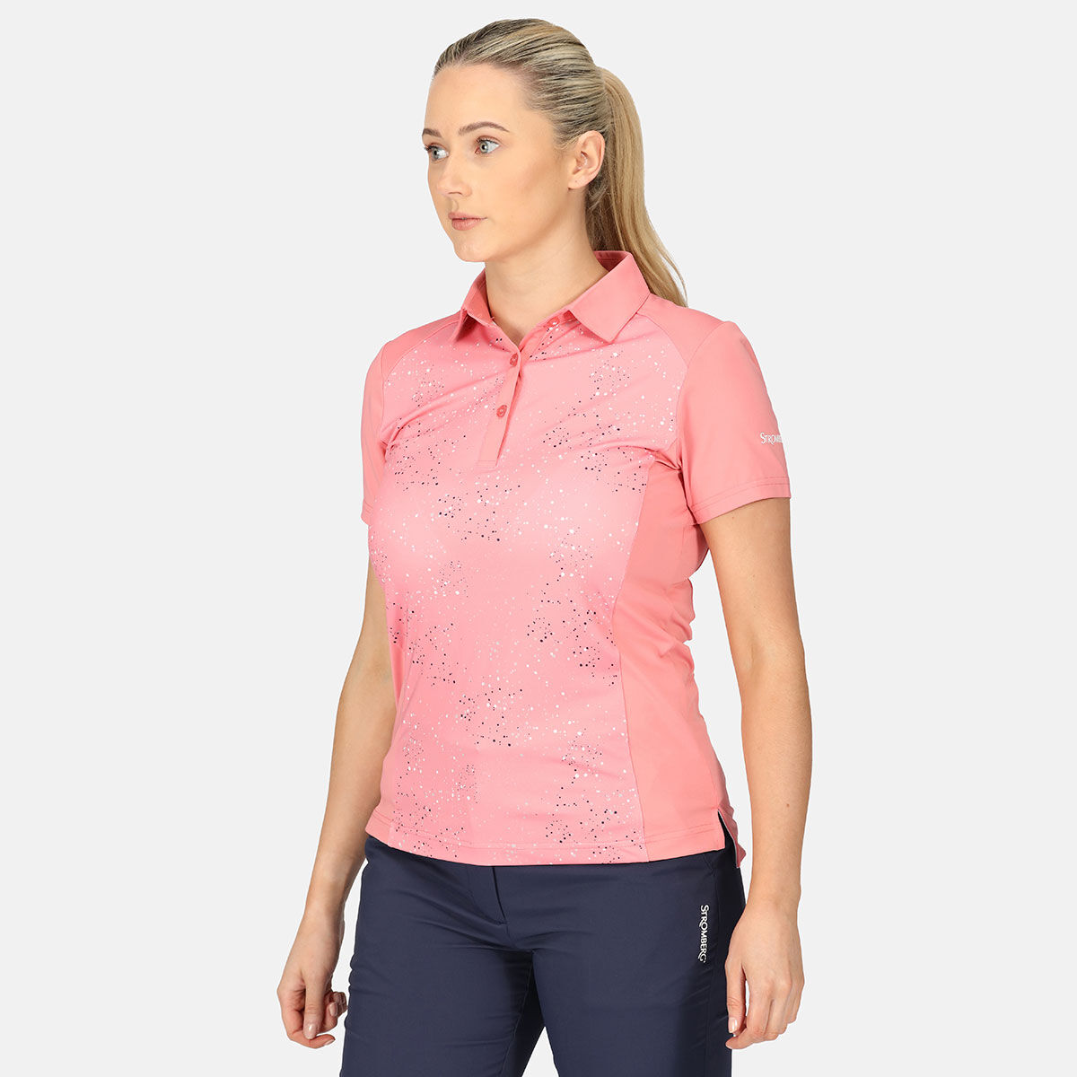 Stromberg Womens Splatter Print Golf Polo Shirt, Female, Pink, 10 | American Golf von Stromberg