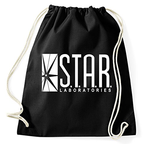 Styletex23 Star Laboratories Labs Logo Turnbeutel Sportbeutel, schwarz von Styletex23
