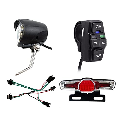 Stytpwra Elektrischer Fahrradschalter DK336 mit Licht, Rücklicht, SM-Stecker, Warnleuchte, Blinklicht und Zubehör für Elektrofahrräder von Stytpwra