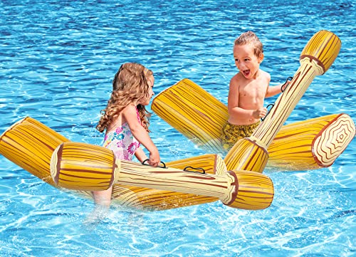 Subtail Pool Spielzeug Erwachsene Kinder - 4Pcs Battle Log Raft Wasserspielzeug Outdoor - Starke StabilitäT Schwimminsel WasserhäNgematte Aufblasbare luftmatratze Wasser Pool Spielzeug von Subtail