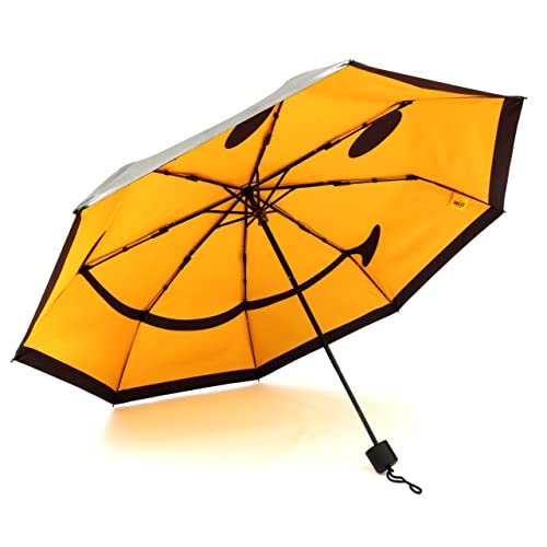 Suck UK Regenschirm, schwarz/gelb, M, Smiley-Regenschirm von SUCK UK