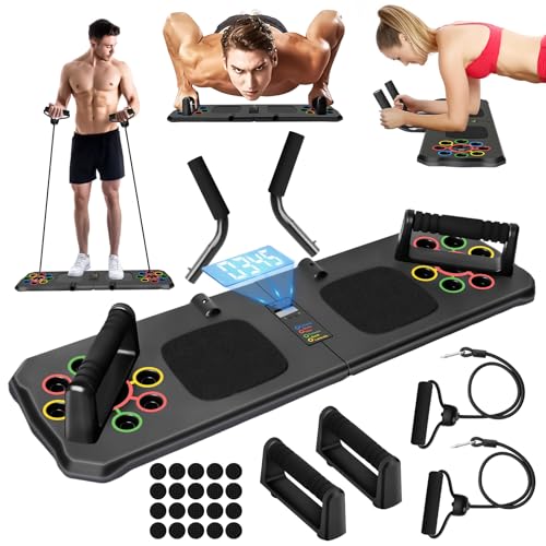 Liegestütze Brett 24 in 1 Push Up Board, Faltbares Multifunktions Liegestütz Liegestützbrett Bar Home Gym Calisthenics Equipment Fitnessgeräte für Zuhause Brusttrainer von Suewidfay