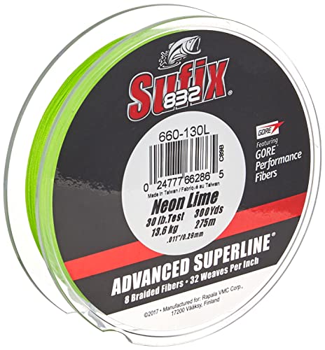 Sufix Unisex-Erwachsene 660-130L geflochtene Angelschnur, Neon Lime, 30 lb von Sufix