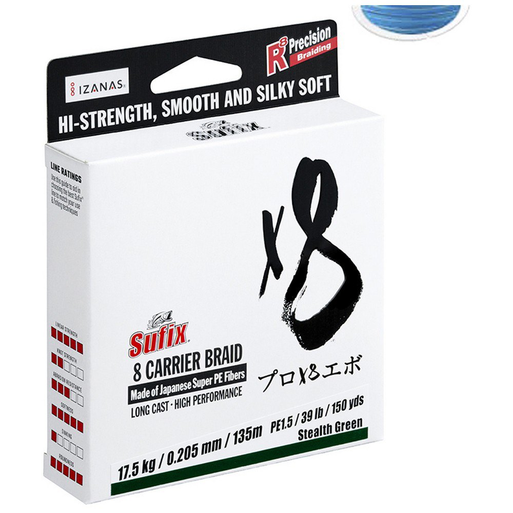 Sufix X8 300 M Braided Line Durchsichtig 0.185 mm von Sufix