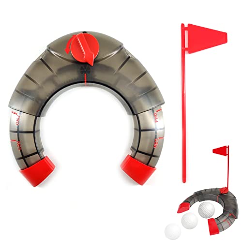 Sugamm Golf Putting Cup Verstellbarer Lochgröße Rote Fahne Kunststoff Trainingsgenauigkeit Golf Putting Matte Tragbar für Drinnen und Draußen Schwarz Golf Putter Trainingshilfen Übungs Golf Sportmatte von Sugamm