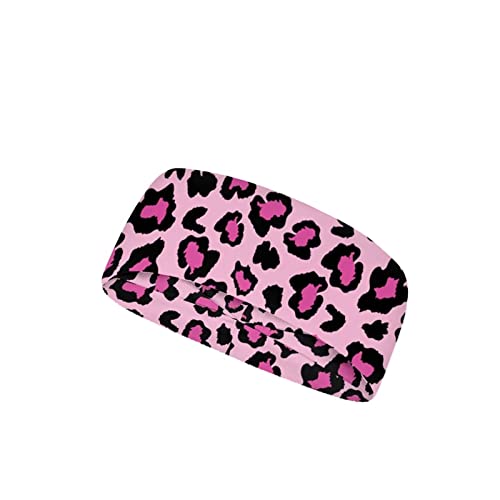 Suhoaziia Leoparden-Stirnband, elastisch, feuchtigkeitsableitend, rutschfest, für Laufen, Tennis, Radfahren, Yoga, Haarband für Damen und Herren, Pink von Suhoaziia