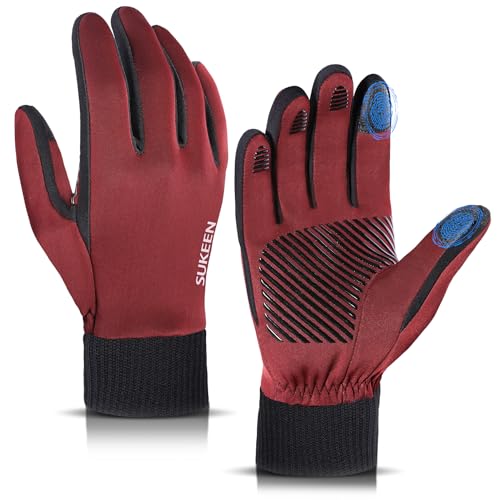 Sukeen Handschuhe Herren Damen Thermo Winterhandschuhe Wasserdichter Touchscreen Handschuhe Winter Fahrradhandschuhe Laufhandschuhe Sporthandschuh rutschfeste Handschuhe für Wandern Arbeit von Sukeen