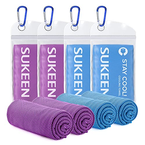 Sukeen Kühlende Handtücher für Hals und Gesicht, kühlendes Handtuch, 4er-Pack, Mikrofaser, Sport von Sukeen