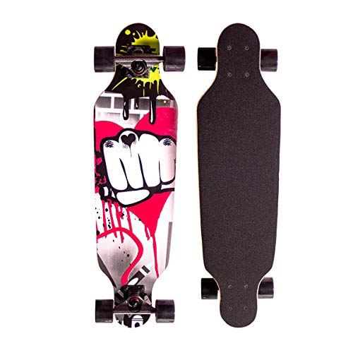 Sumeber Longboard Skateboard 31 Zoll for Anfänger Twin Tip Street Long Board Komplettes Drop-Through Freeride Skating Cruiser Boards mit Light Up Wheels für Jugendliche Erwachsene Kinder Als Geschenke von Sumeber