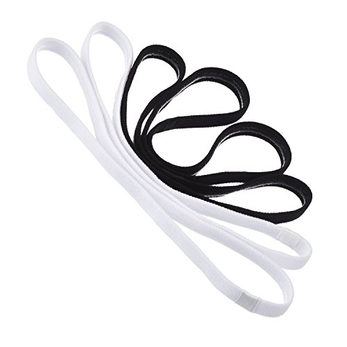 Sumind 4 Stück Dicke, rutschfeste elastische Sport-Stirnbänder für Damen und Herren (schwarz, weiß) von Sumind