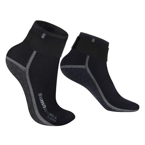 Summshall 3mm Neoprensocken für Damen und Herren, Warm Halten Neopren Socken Anti-Rutsch-Sohle Langlebigkeit Neoprensocken Wattsocken für Wassersport von Summshall