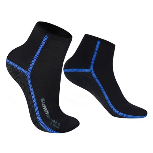 Summshall 3mm Neoprensocken für Damen und Herren, Warm Halten Neopren Socken Anti-Rutsch-Sohle Neoprensocken Langlebigkeit für Wassersport von Summshall