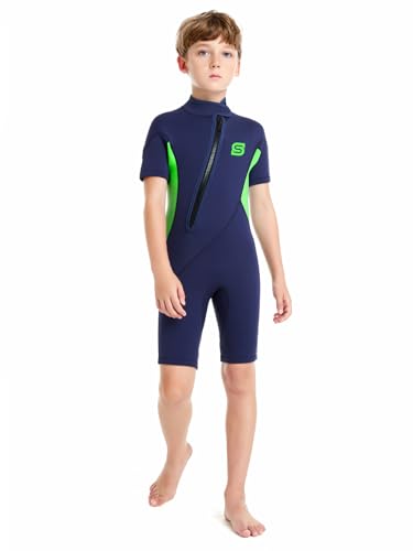 Summshall Neoprenanzug Kinder，2MM Neopren Shorty Wärmender Badeanzüge für Mädchen Jungen Thermal Taucheranzug Ultra Stretch Wetsuits für Wassersport von Summshall