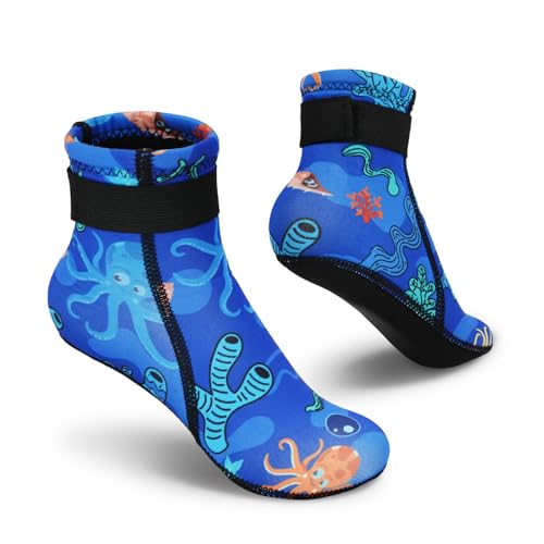 Summshall Neoprensocken Kinder 3mm Warm Halten Neopren Socken Wassersocken Tauchsocken für Wassersport von Summshall