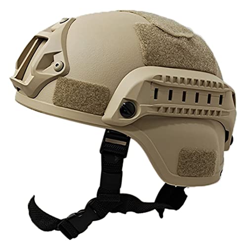 Fast Helm, gepolstert, 22,05–23,62 Zoll, freie Größe, Airsoft-Helm, Universal-Paintball-Helm, verstellbare Seitenschiene, NVG-Halterung, schützender Bump-Helm für die Jagd, sandgelber Airsoft-Helm, Pa von SunaOmni