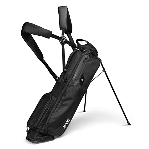 Sunday Golf EL Camino Golftasche von - Leichte Standtasche mit doppeltem Gurt - Einfach zu tragen - Passend für einen kompletten Schlägersatz. Minimalistische Golfer und Golfwagen (Mattschwarz) von Sunday Golf