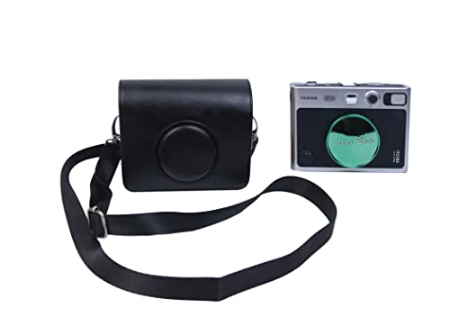 Kameraschutzhülle aus PU-Leder für Fujifilm Instax Mini EVO mit verstellbarem Schultergurt, Schwarz , Taschen-Organizer von SundayZaZa