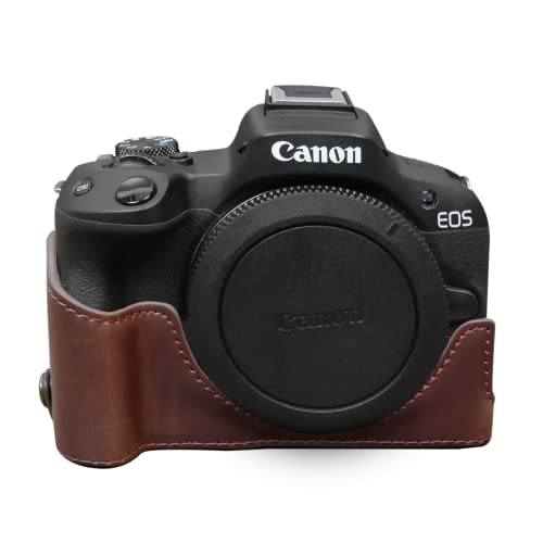 SundayZaZa Kameratasche für Canon EOS R50 (Kunstleder) mit Stativ-Design, dunkelbraun, Kuriertasche von SundayZaZa