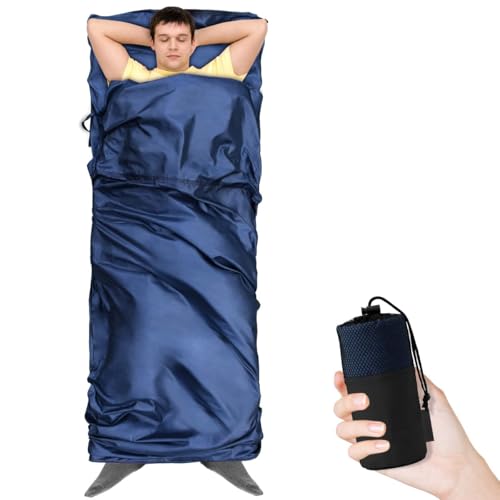 Sundom Hüttenschlafsack, Ultraleicht Reiseschlafsack Mikrofaser, Klimaanlage Quilt, Bakterien isolieren Laken mit Kissenfach, Ideal für Hostels, Berghütten, Jugendherbergen, Wandern, Camping von Sundom