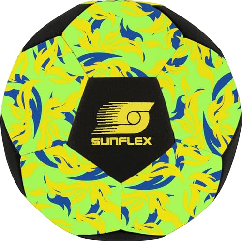 Sunflex® Neopren Fußball Gr. 5 Glow Flames Firegreen | Beach-Fußball zum Barfuß Spielen | leuchtet bei Nacht | Beachsoccerball | weich & robust für Strand, Wiese & Wasser | Dribbeln & Schießen von Sunflex