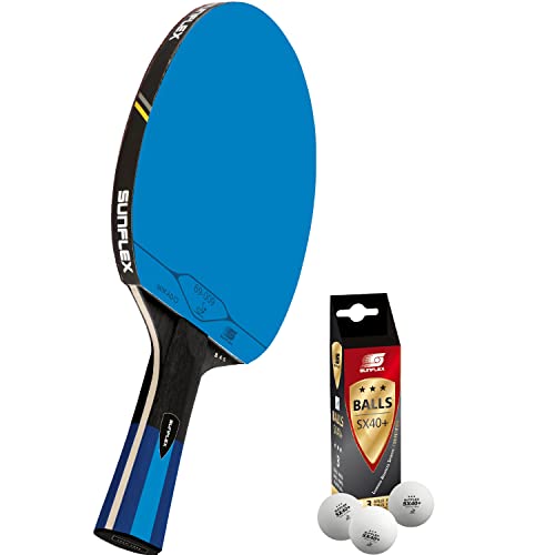 Sunflex B45 Tischtennisschläger + 3*** ITTF SX40+ Tischtennisbälle | Tischtennisschlägerset | Tischtennis Profi Set von Sunflex