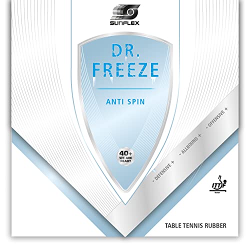 Sunflex DR. Freeze Tischtennis-Belag | professioneller Anti Topspin Belag | ITTF zugelassen | innovativ und langsam| 1,25mm Schwamm | rot von Sunflex