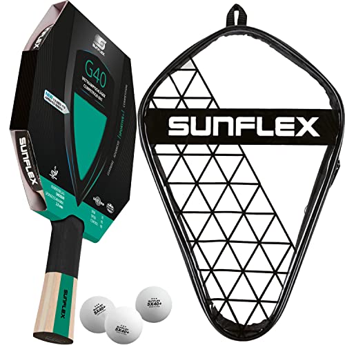 Sunflex G40 Tischtennisschläger + Tischtennishülle Single + 3*** Tischtennisbälle | Tischtennisschlägerset | Tischtennis Hobby Set von Sunflex
