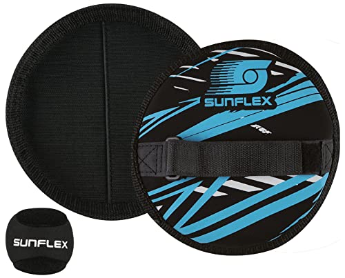 Sunflex Neopren Sure Catch Set Action Pro mit Zwei Schlägern und einem Ball in schwarz | Klettballspiel weich und leicht | extrem robust und langlebig von Sunflex
