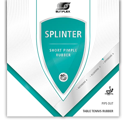 Sunflex Splinter Tischtennis-Belag | professionelle Kurz Noppe | ITTF zugelassen | variantenreiches Spiel + hohe Spinwerte | 1,8mm Schwamm | schwarz von Sunflex