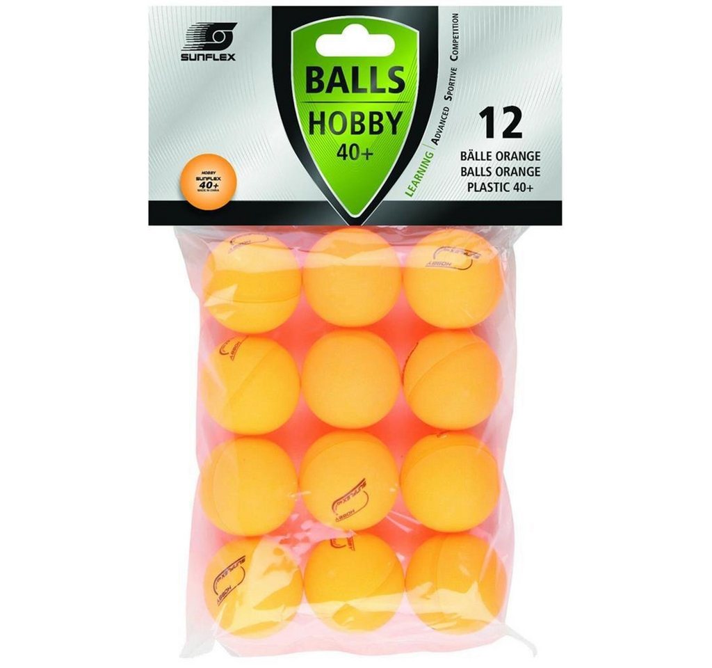 Sunflex Tischtennisball 12x Tischtennisbälle 40+ Hobby orange, Tischtennis Bälle Tischtennisball Ball Balls von Sunflex