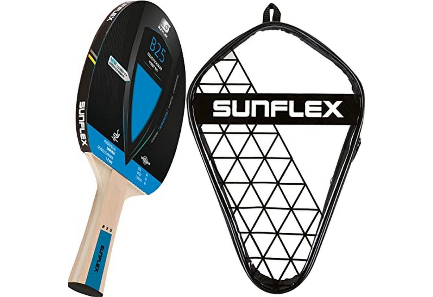 Sunflex Tischtennisschläger 2x Xcite C45 + Tischtennishülle + 6x SX+ Bälle, Tischtennis Schläger Set Tischtennisset Table Tennis Bat Racket von Sunflex