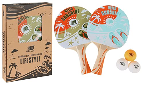 Sunflex Tischtennisset Lifestyle | 2 Tischtennisschläger mit Schwamm und inklusive drei Tischtennisbälle 40+ | Ping Pong Set ideal für Anfänger und Familie |modernes und trendiges Design von Sunflex