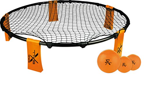 Sunflex X-Ball 360° | Volleyball Spiel im Garten oder Park | Trendspiel für Ausflüge | Beachball für Strand | Spielset mit 3 Bällen, Tragetasche und Luftpumpe von Sunflex