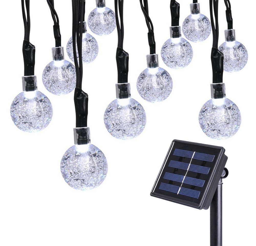 Sunicol LED Solarleuchte Solar LED-Lichterkette, Bubble Crystal Ball Light, 5/ 9.5M, Warmweiß, Weiß, Multicolor, 8 Modi, wasserdicht von Sunicol