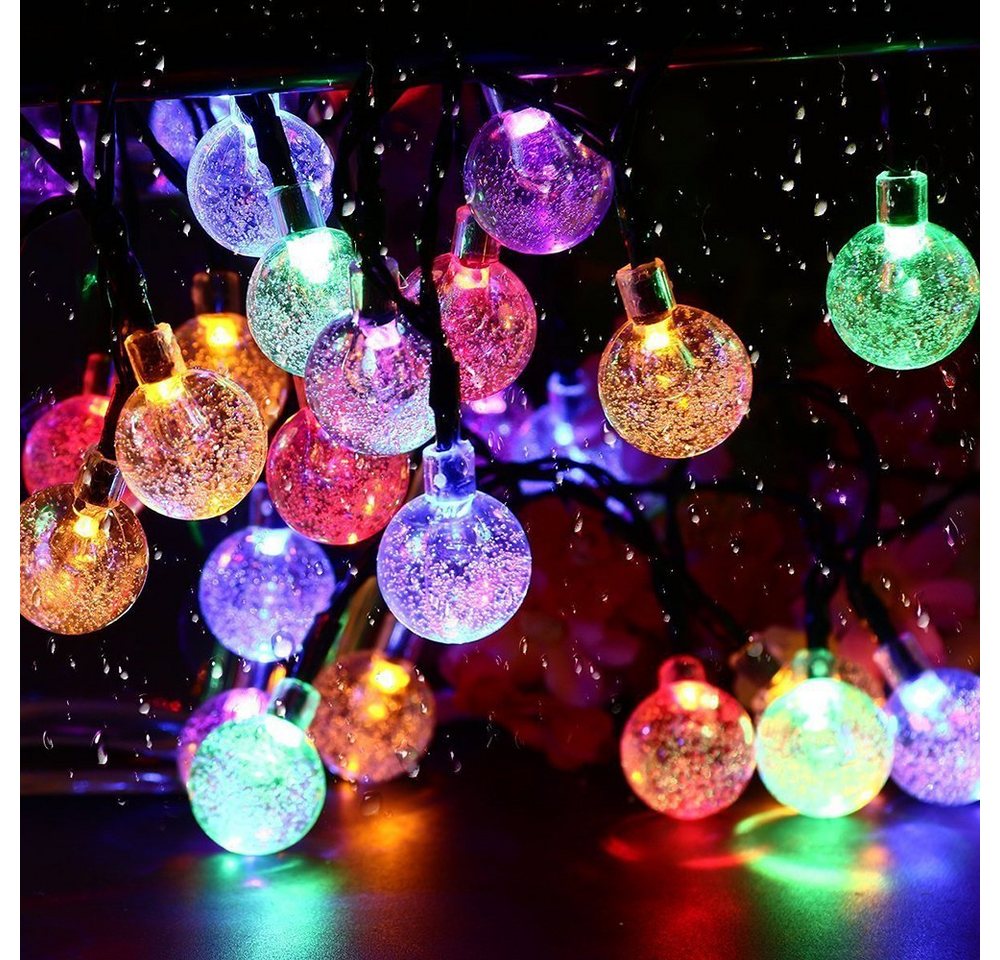 Sunicol LED Solarleuchte Solar LED-Lichterkette, Bubble Crystal Ball Light, 5/ 9.5M, Warmweiß, Weiß, Multicolor, 8 Modi, wasserdicht von Sunicol