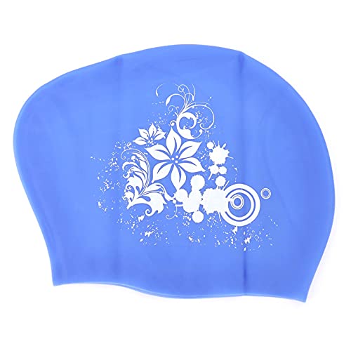 Badekappe Druck Silikon Wasserdicht Lange Haare Spezielle Kurze Haare Kinder Damen Tauchkappe (Blau) von Sunisfa