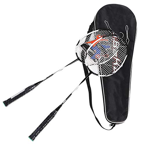 Badmintonschläger 2er-Set, Badmintonschläger aus Carbon-Aluminium-Legierung mit Tragetasche, Fitnessball-Trainingsschläger für Outdoor-Hinterhofspiele von Sunisfa