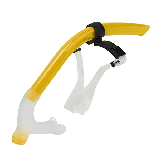 Schwimmschnorchel, Reduzierter Luftwiderstand, Silikon-Schwimmatemschlauch mit Verstellbarer Kopfstütze Zum Schnorcheln und Tauchen (Gelb) von Sunisfa