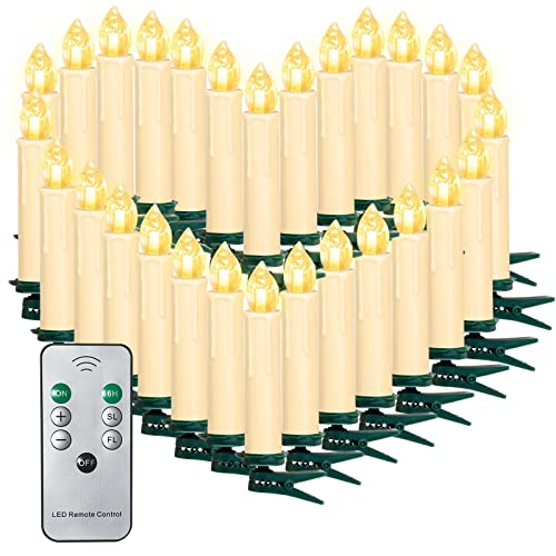 10/20/ 30/40 er Weihnachten LED Kerzen Lichterkette Kerzen Weihnachtskerzen Weihnachtsbaum Kerzen mit Fernbedienung Kabellos von SunJas