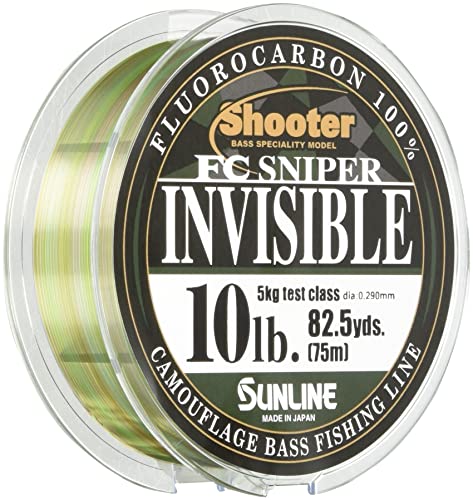 SUNLINE Fluorocarbon Line Shooter Sniper, unsichtbar, 75 m, 3,2 kg, Naturklar & Moosgrün, Grau, Grün & Rotbraun von Sunline