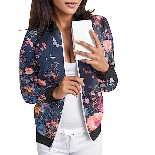 Bomberjacke Damen Dünn Bequeme Damenjacke Sommerjacke Sportlich Winddicht Regenponcho Pilotenjacke Elegant Regenjacke College Jacke Mode Leichte Regenmantel Mantel Für Frauen von Sunnyuk