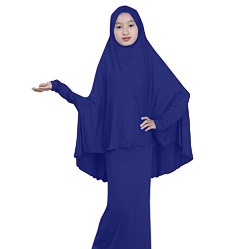 Damen Kleid Muslimisches Gebet Muslimisches Lang Kleider Set Abaya Dubai Islam Drucken Islamische Kleidung Einfarbig Gebetskleid für Frauen Maxi Ramadan Kaftan von Sunnyuk