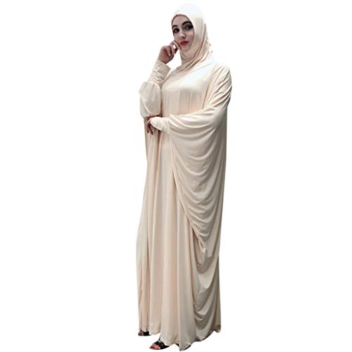 Damen Kleid Muslimisches Gebet Muslimisches Lang Kleider Set Abaya Dubai Islam Drucken Islamische Kleidung Einfarbig Gebetskleid für Frauen Maxi Ramadan Kaftan von Sunnyuk