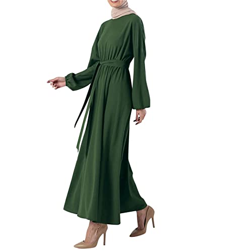 Damen Muslimische Kleider Arabisch Türkische Robe Ramadan Abaya Flowy Casual Kaftan Kleid Einfarbig Beten Niqab Roben Ärmel Abaya Drucken Islam Dubai Türkei Kleid von Sunnyuk