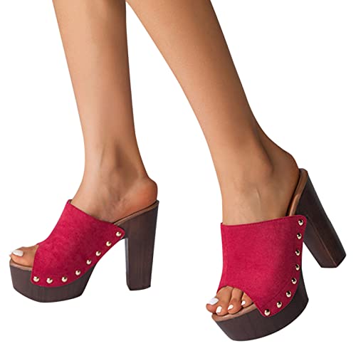 Damenschuhe Geschlossen Mode Frühjahr und Sommer Frauen Sandalen Dicke Sohlen Blockabsatz Super High Heel Fischmund Einfarbig Einfach Sexy Stil Ausgefallene Schuhe Damen Boots von Sunnyuk