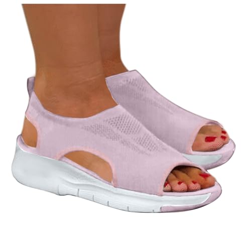 Gesundheitsschuhe Damen Sommer, Orthopädische Sandalen Damen Sommer Breite Füße Hausschuhe Schlappen Slides Offene Schuhe mit Fussbett Bequem Sommerschuhe Sport Barfuss Pantoletten Plateau Slipper von Sunnyuk