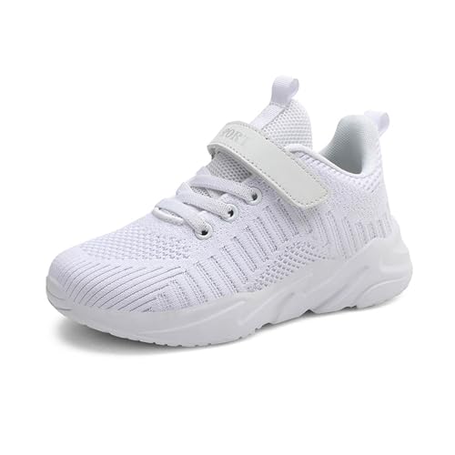 Hallenschuhe mädchen Klettverschluss, Turnschuhe Jungen Mädchen Sportschuhe Kinder Atmungsaktiv Mesh Hallenschuhe Sport Schuhe Leicht Flach Dicker Boden Sneaker rutschfest Kinderschuhe von Sunnyuk